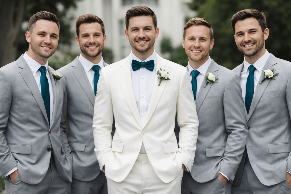 Petrolejový tón svatby – sladění ženicha a družby