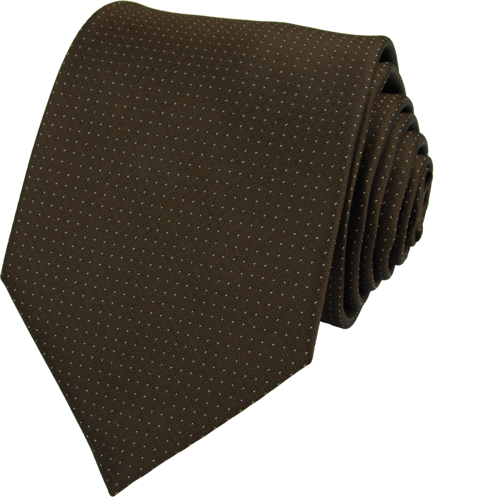 Hnědá pánská kravata s jemnými puntíky