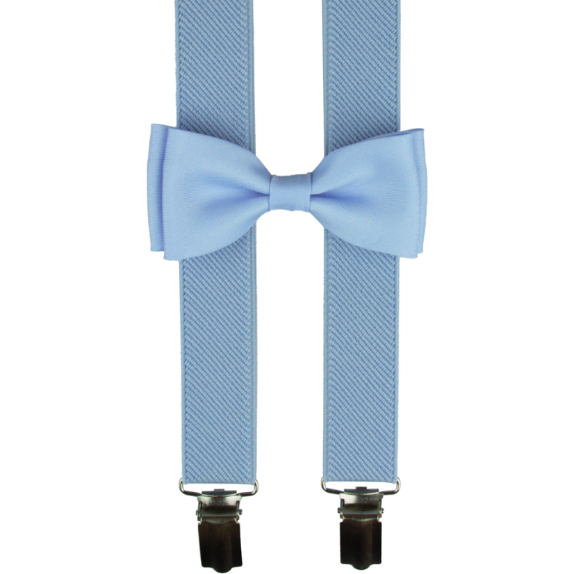 Světle modré dětské kšandy s motýlkem