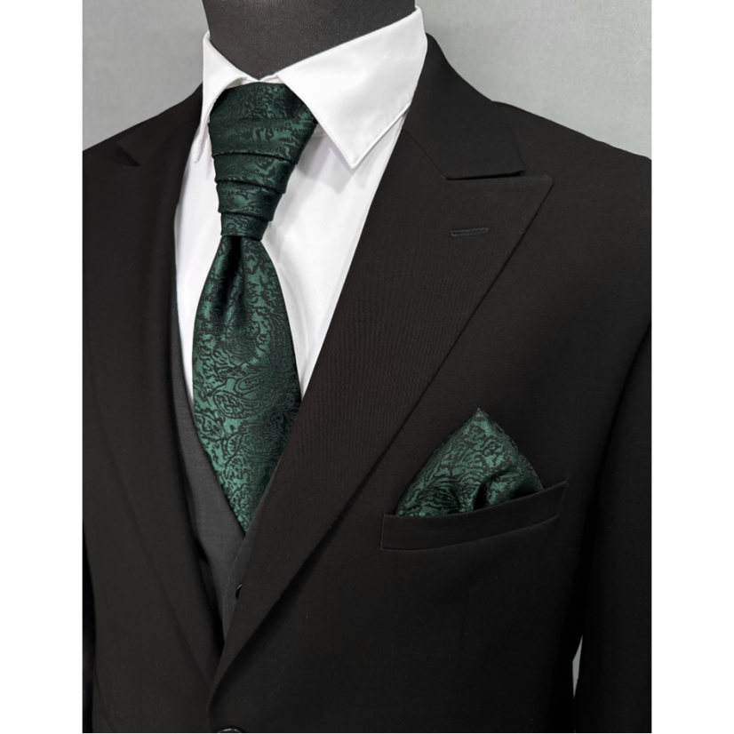 Smaragdově zelená svatební kravata s paisley vzorem