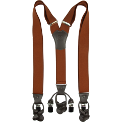 Cihlové pánské široké kšandy s klipy a poutky z tmavě hnědé kůže