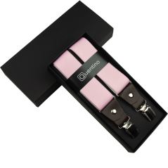 Starorůžové pánské široké kšandy s tmavě hnědou pravou kůží