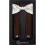 Brown Men's Suspenders with Cotton Floral Bow Tie