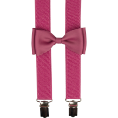 Růžové dětské kšandy s motýlkem