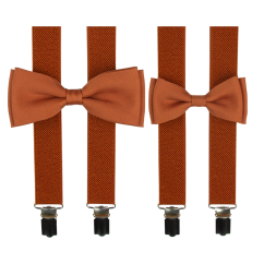 Brick Red Matching Suspenders and Bow Tie Set for Father and Son