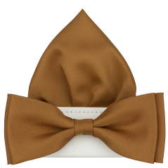 Skořicový pánský motýlek matný s kapesníčkem