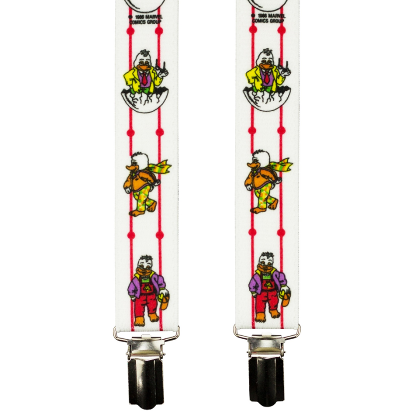 Bílé pánské kšandy s kačery