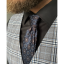 Dark Navy Men's Silk Necktie with Brown Pattern