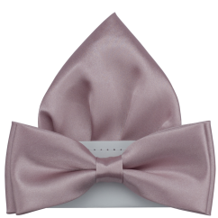 Starorůžový pánský motýlek lesklý s kapesníčkem