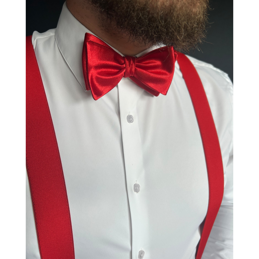 Red Self-Tie Men's Bow Tie Glossy