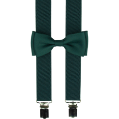 Smaragdově zelené dětské kšandy s motýlkem