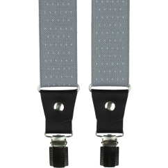 Šedé pánské široké kšandy s puntíky a pravou černou kůží