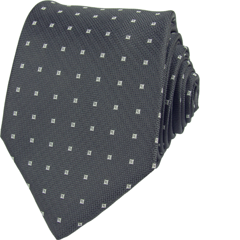 Tmavě šedá pánská kravata s jemným čtverečkovaným vzorem