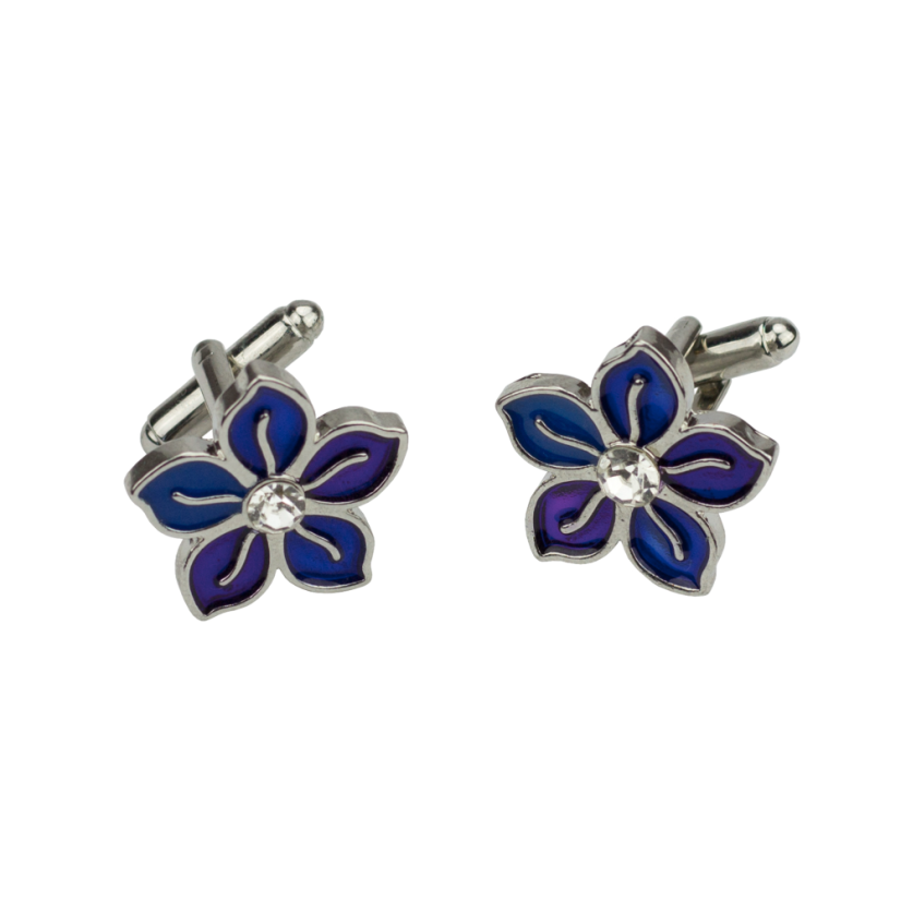 Cufflinks Blue Purple Flowers