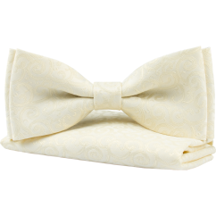 Cream Men's Bow Tie with Ornamental Pattern