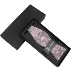 Grey Pink Self-Tie Men's Bow Tie with Floral Pattern