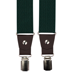 Smaragdově zelené pánské široké kšandy s tmavě hnědou pravou kůží