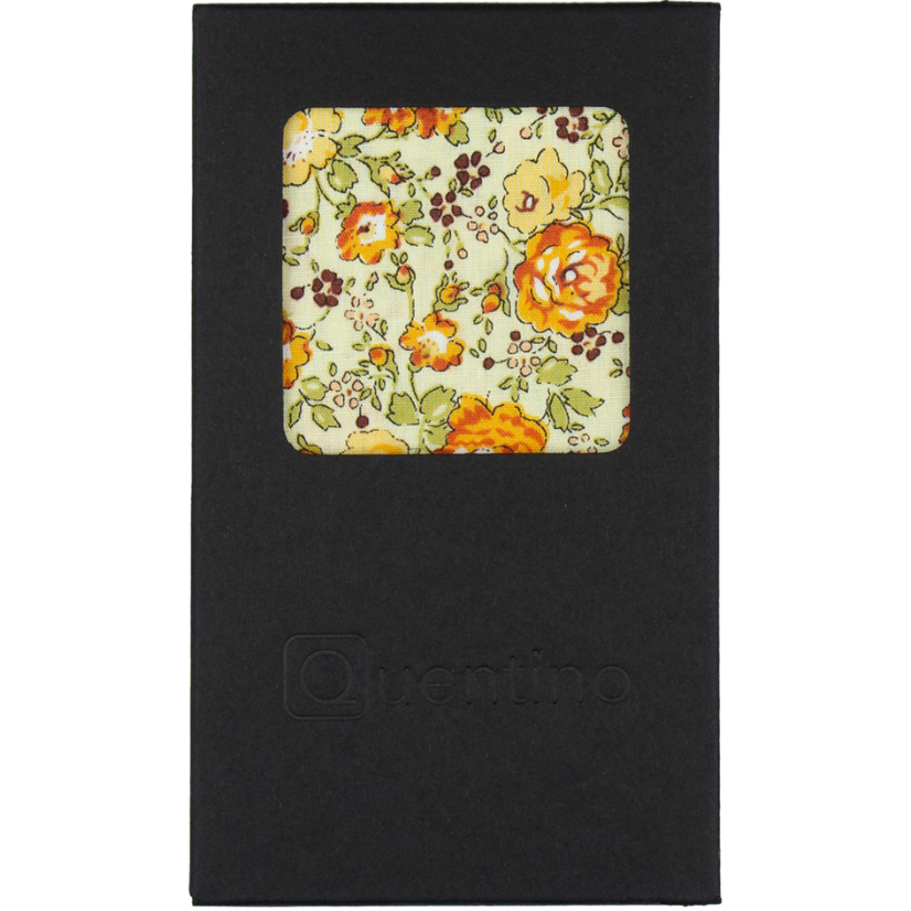 Světle béžový pánský kapesníček s žluto oranžovými květy