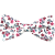 White Men's Cotton Bow Tie with Burgundy Pink Flowers