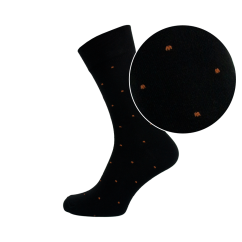 Černé pánské ponožky s cihlovými puntíky