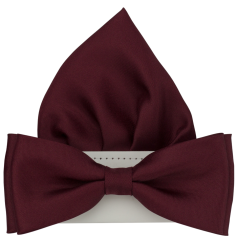 Vínově červený pánský motýlek matný s kapesníčkem