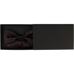 Černý pánský motýlek s bordó ornamentálním vzorem