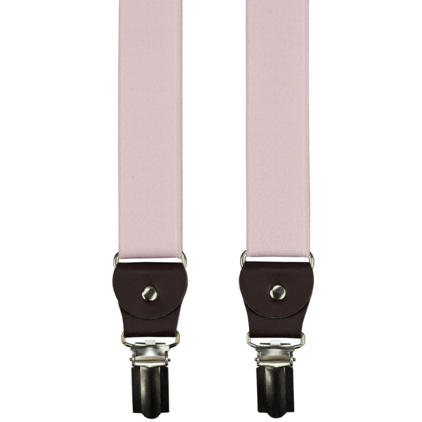 Starorůžové pánské šle s tmavě hnědou pravou kůží