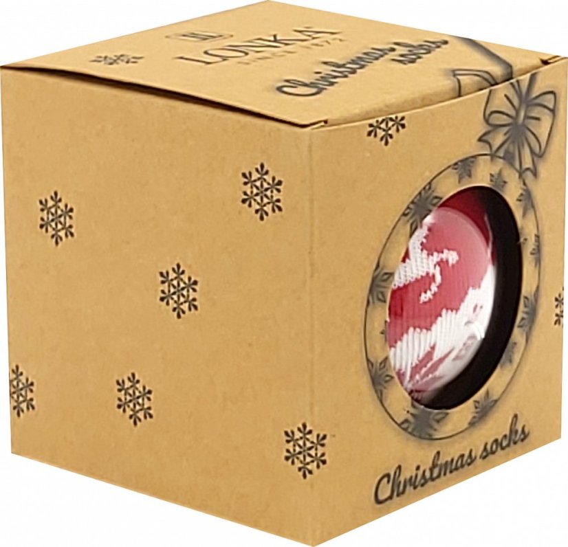 Červené vánoční ponožky se vzorem sobů a vloček