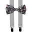 Light Grey Men's Suspenders with Cotton Floral Bow Tie