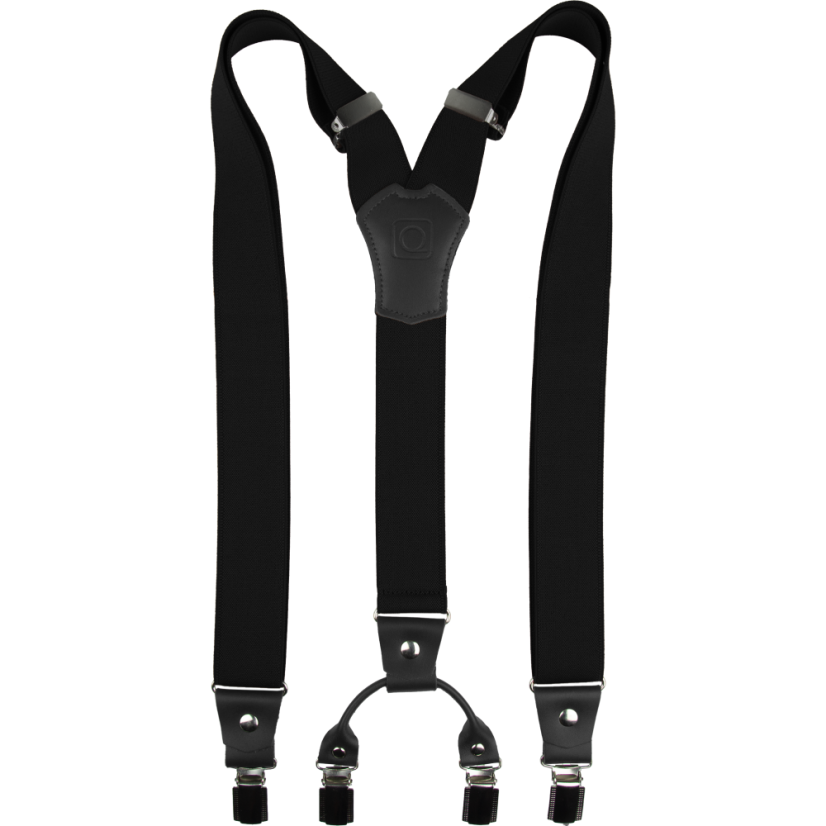 Černé pánské široké kšandy s černou pravou kůží