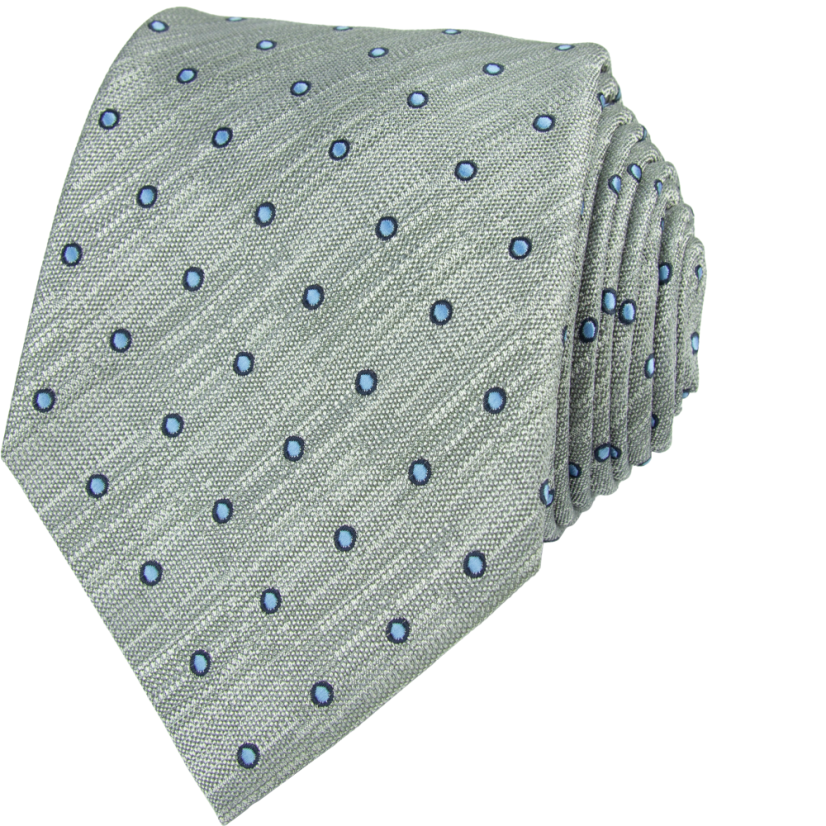 Šedá pánská kravata s modrými puntíky