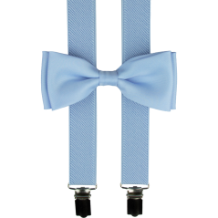 Světle modré pánské kšandy s motýlkem