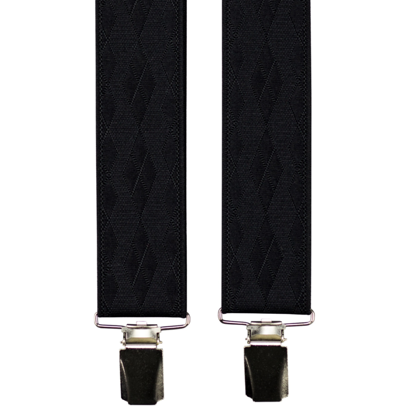 Black Men's Wide Suspenders with Elegant Pattern