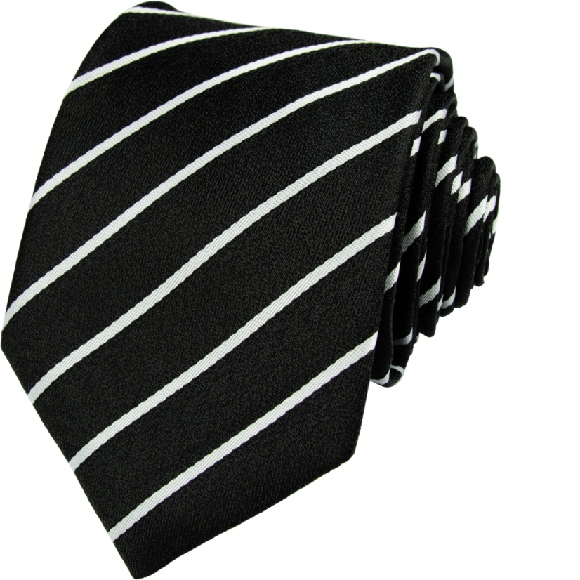 Černá pánská kravata s bílými pruhy