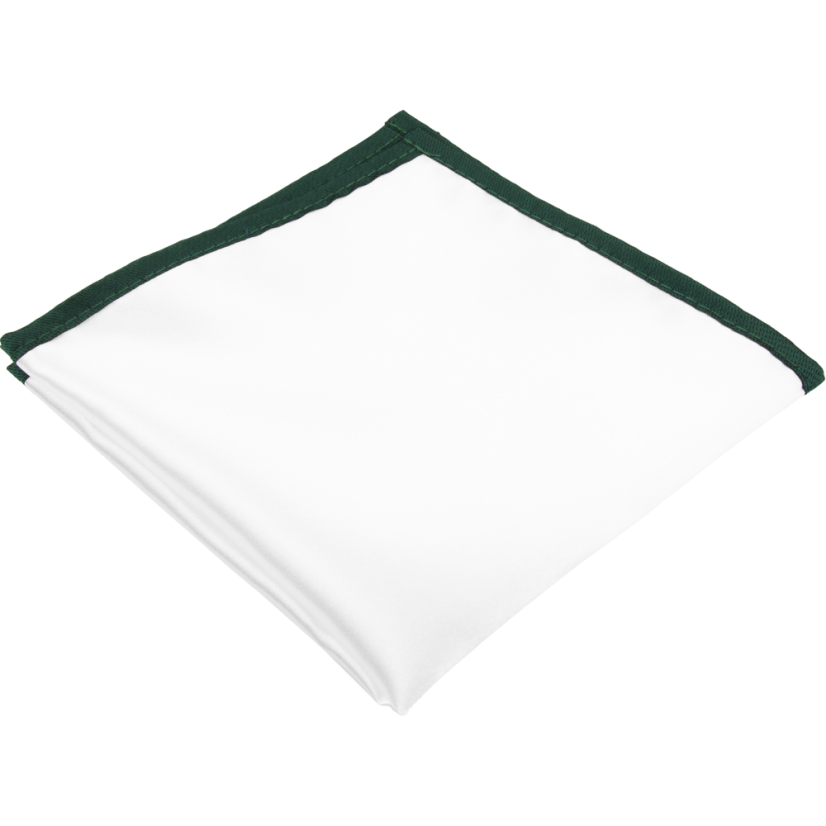 Bílý pánský kapesníček do saka se smaragdově zeleným lemem