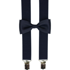 Tmavě modré dětské kšandy s motýlkem