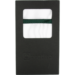 Bílý pánský kapesníček do saka se smaragdově zeleným lemem