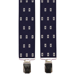 Tmavě modré pánské široké kšandy s obdélníkovým vzorem