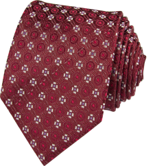 Burgundy Men's Silk Necktie with Appliqués
