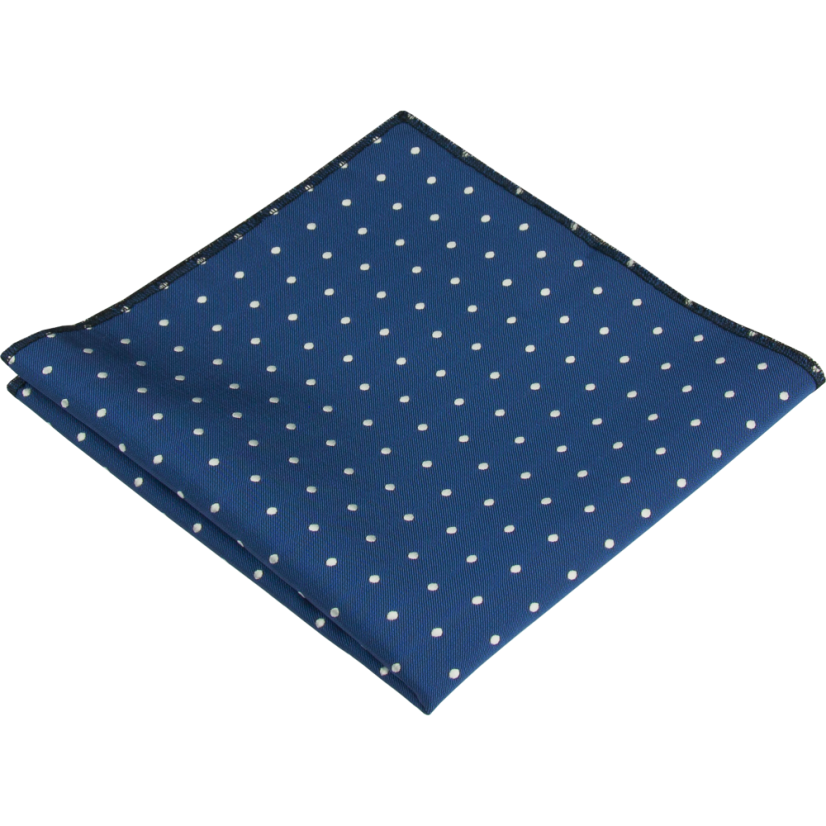 Blue Men's Pocket Square with White Polka Dots Blue Men's Pocket Square with White Polka Dots