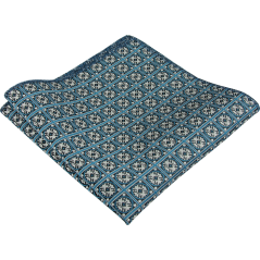 Petrol Blue Men's Pocket Square with Modern Geometric Pattern