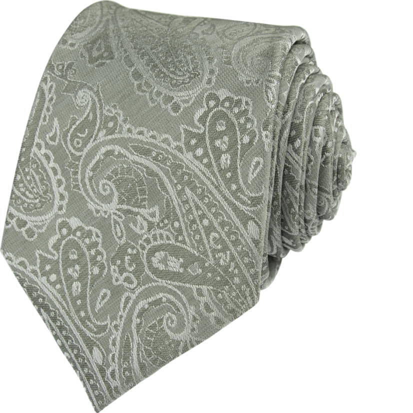 Šalvějově zelená (sage green) pánská kravata s paisley vzorem