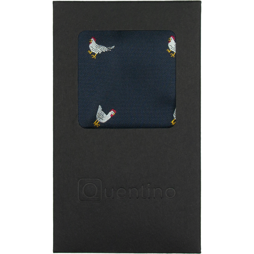 Dark Navy Men's Pocket Square CHICKENS