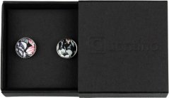 Černé manžetové knoflíčky s šedo růžovými květy