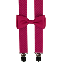 Malinové dětské kšandy s motýlkem