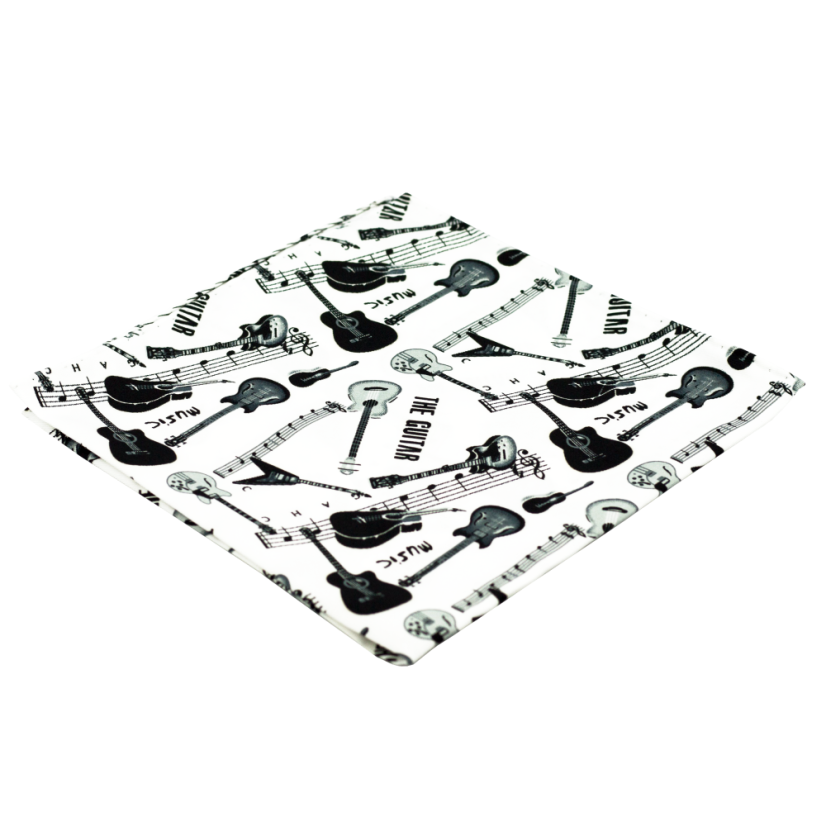 Černobílý pánský kapesníček s hudebním motivem