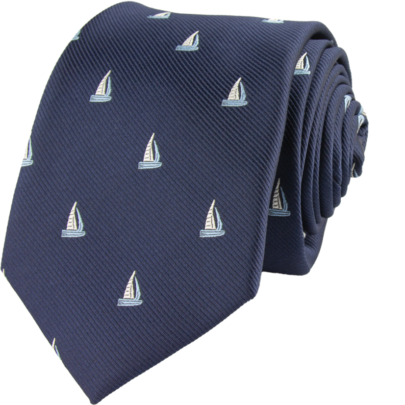 Dark Navy Men's Necktie SAILING BOAT