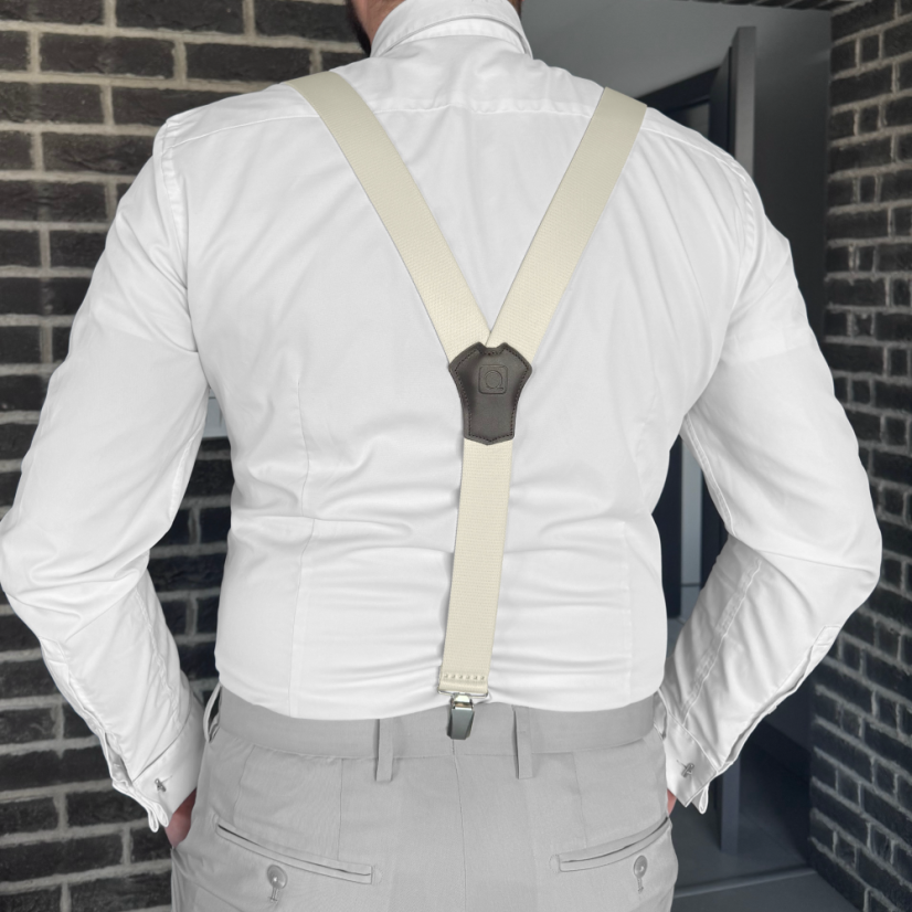 Cream (ECRU) Men's Wide Suspenders