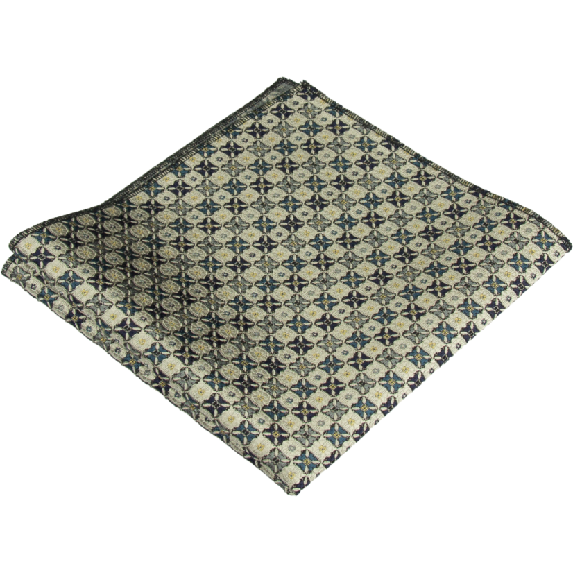 Smetanový (ecru) pánský kapesníček s jemným geometrickým vzorem