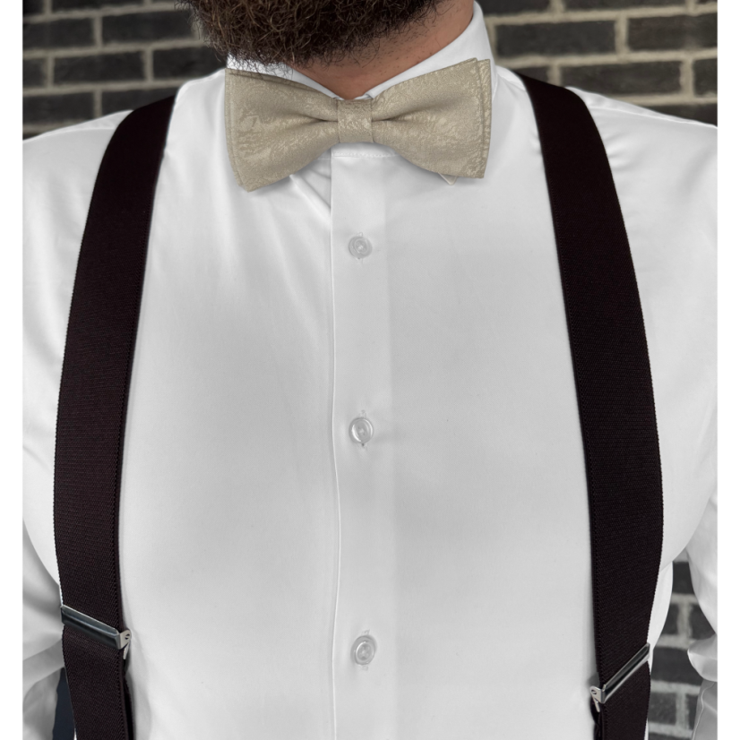 Beige-Brown Men's Set with Striped Tie